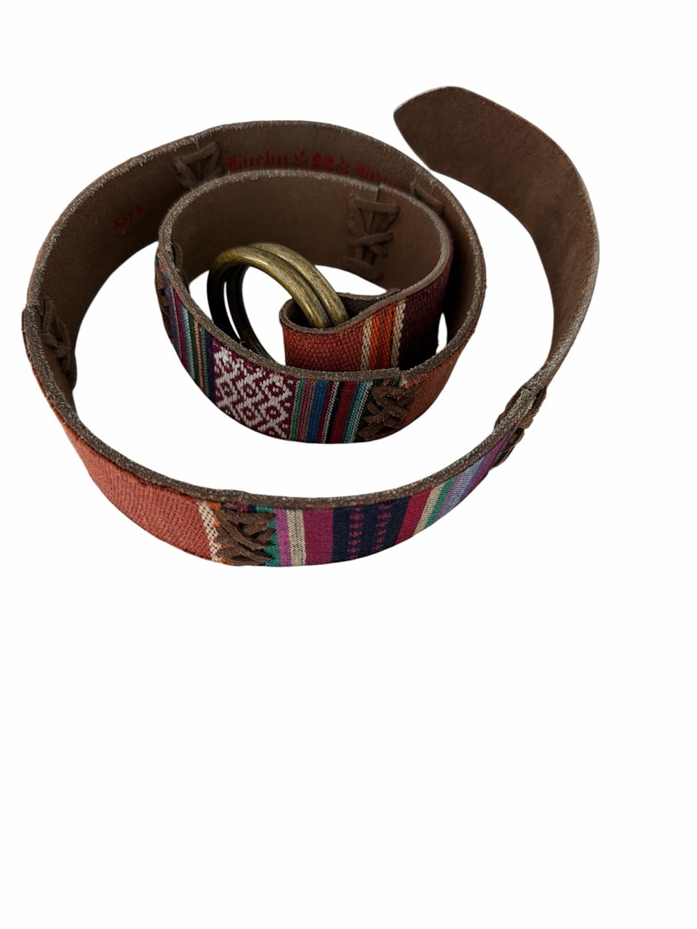 Lucky Brand Y2K Boho Woven Multicolor Leather D-Ring Belt Size XS/S